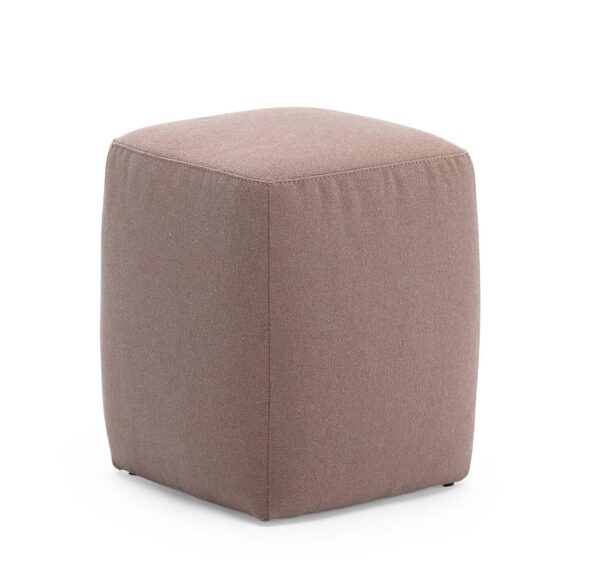 The A921 OTTOMANS, featuring a brown, cube-shaped design with a soft fabric cover, is pictured against a white background.